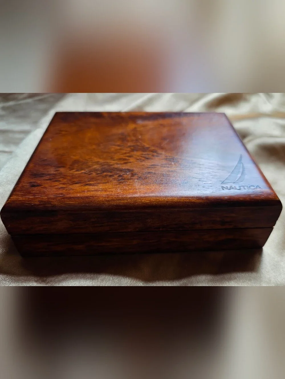 Nautica Polished Wooden Jewelry Box in Warm Brown Finish